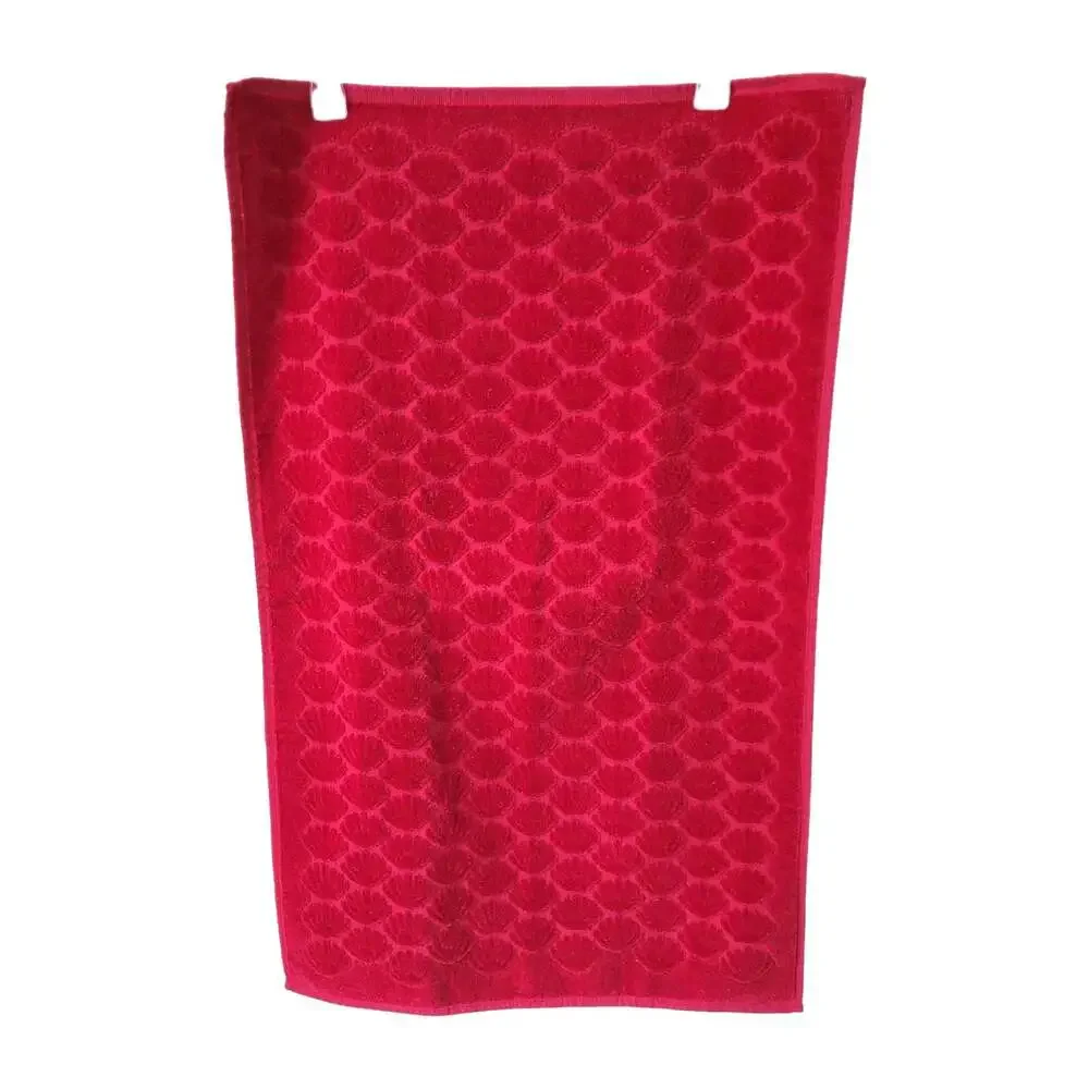 Vintage H F J'Aime Hand Towel Burgundy Sand Shells Velvet Feel Made In Brazil